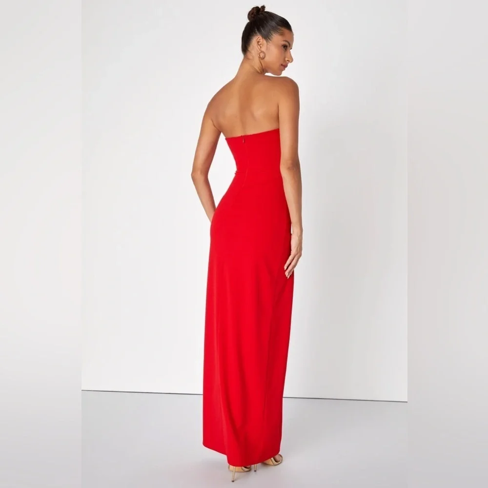 Lulus Dedicated to Glamour Red Strapless Maxi Dress